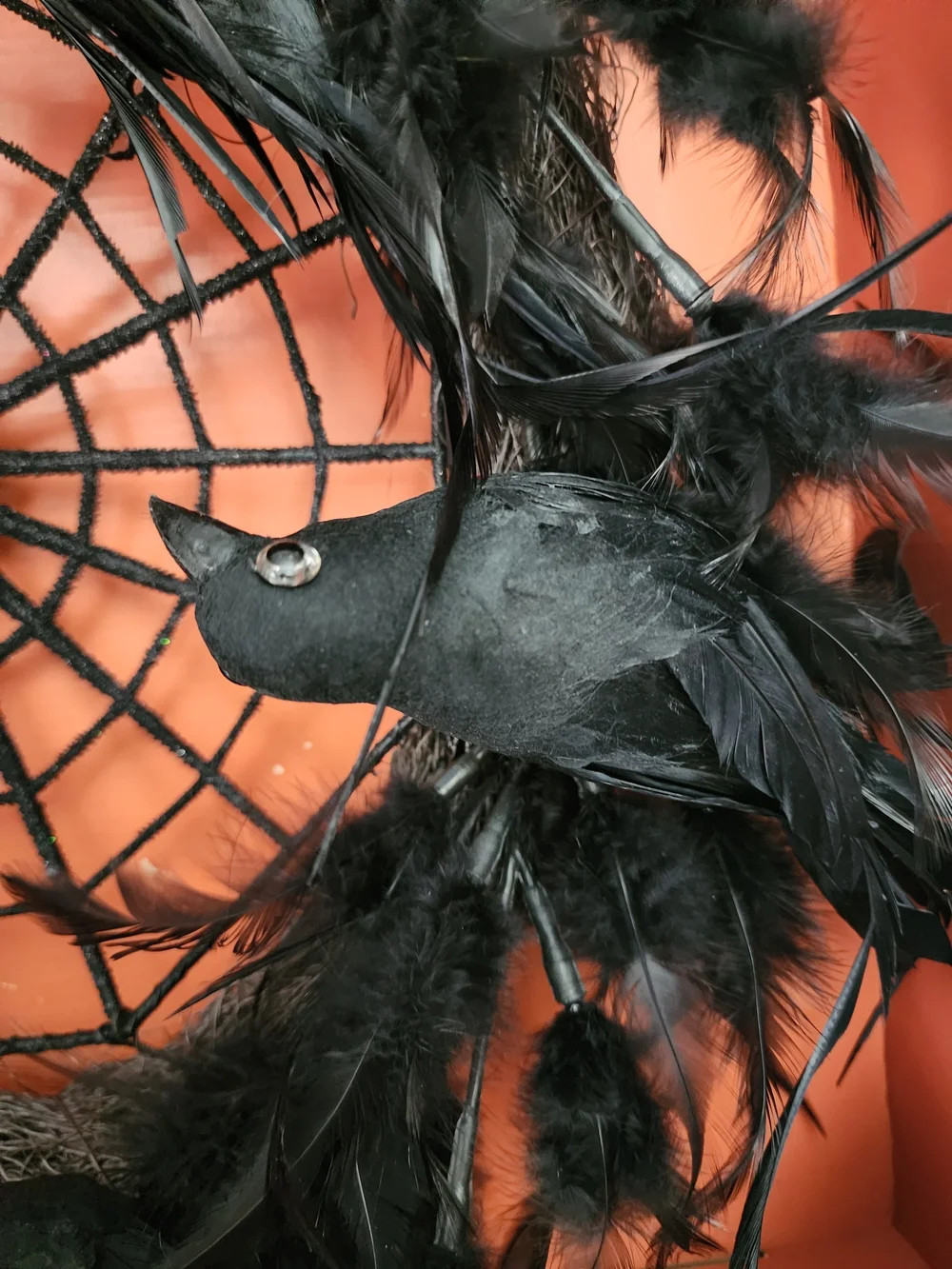 Black Feather Crow Halloween Wreath - Home Wall Decor